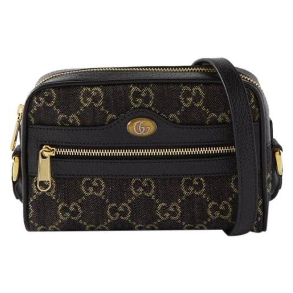 GUCCI Ophidia GG logo denim leather camera crossbody bag - Picture 1 of 8